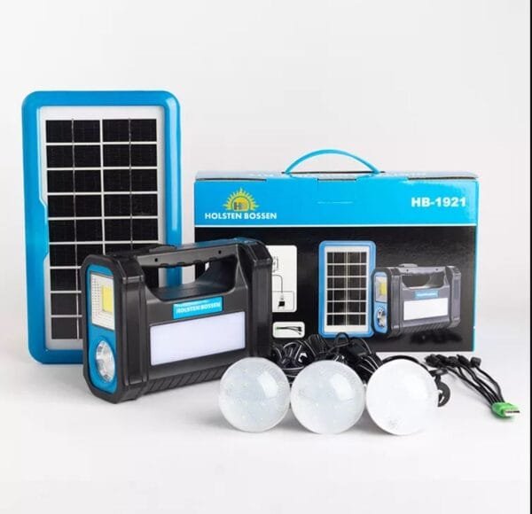 Portable Indoor Solar Lighting System with 3 Bulbs and charges phone